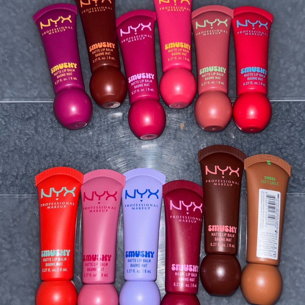 NYX Smooshy Lip Balm Collection - Pink, Red, Brown